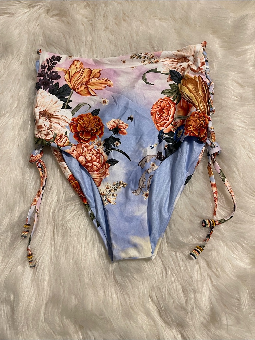 Agua Bendita Blue Floral High-Waist Bikini Bottoms